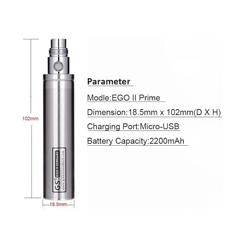 GS eGo II Prime Pass baterai 2 - Diy Vape Electronics ulasan dan harga