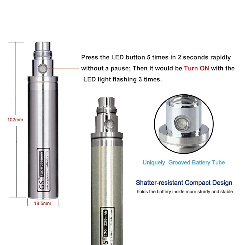 GS eGo II Prime Pass baterai 2 - Diy Vape Electronics ulasan dan harga