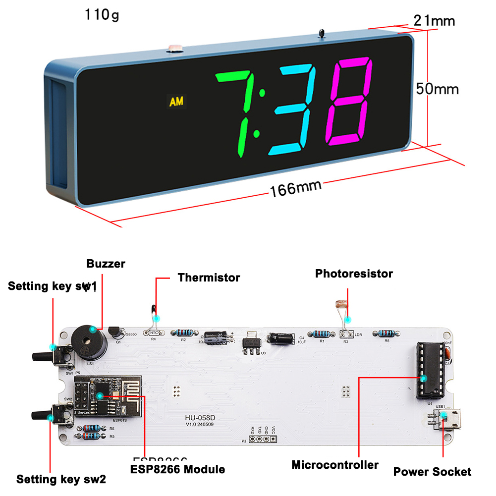 ESP8266 IoT jam WiFi warna-war - Diy Electronics For Beginners ulasan dan harga