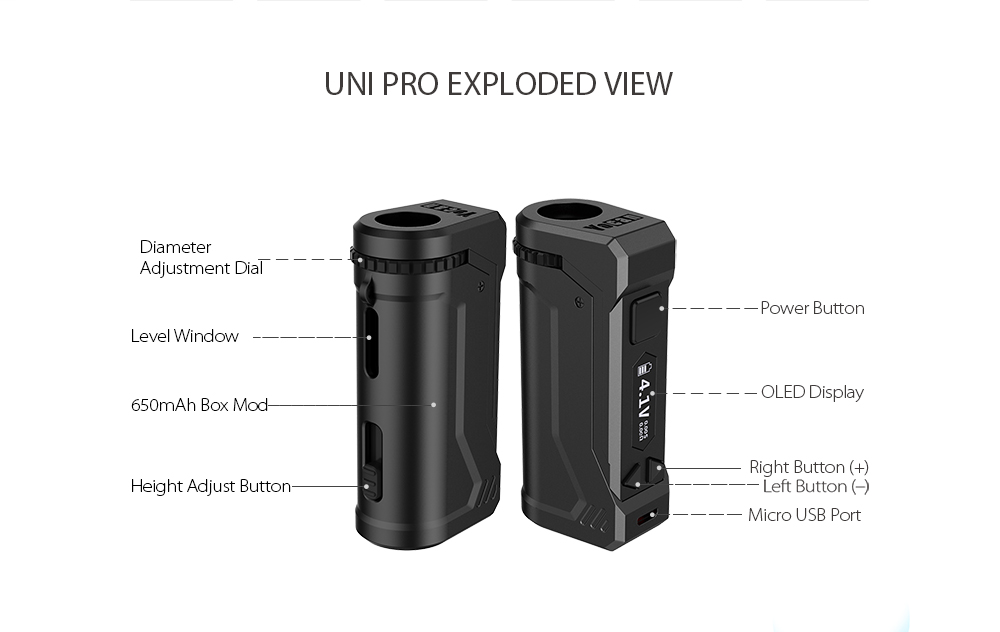Yocan Uni Pro baterai 650mAh v - Diy Vape Electronics ulasan dan harga