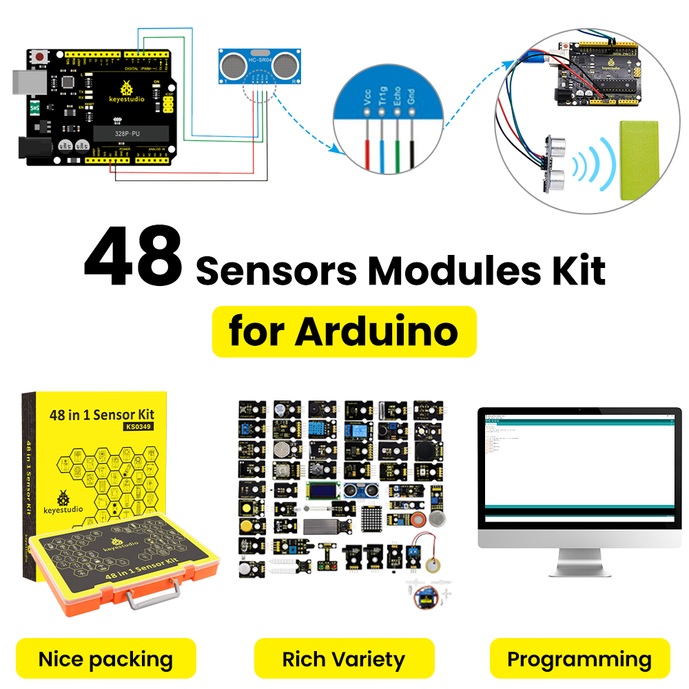 Keyestudio 48 in 1 Sensor Star - Arduino Uno Starter Kit ulasan dan harga
